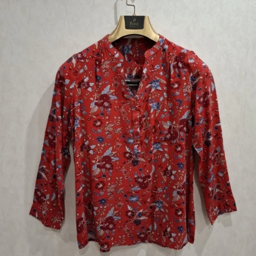 شومیز قرمز طرحدار بلند