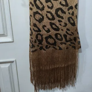 شال پلنگی طلایی مشکی