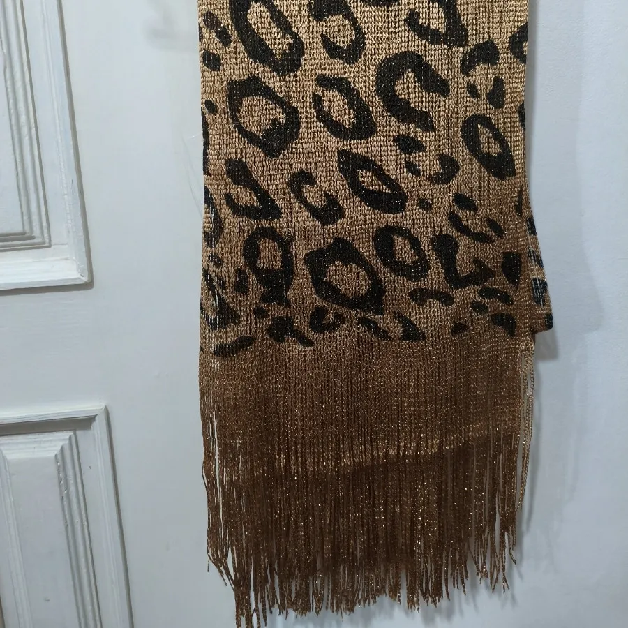 شال پلنگی طلایی مشکی