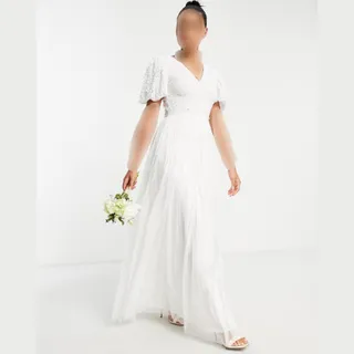 لباس عروس سفید توردار