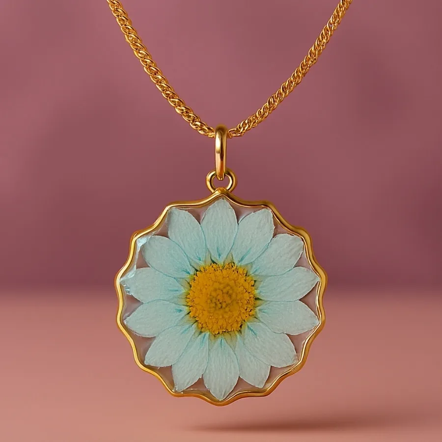 گردنبند رزینی بابونه سبز