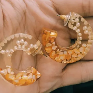 گوشواره رزین مروارید وصدف