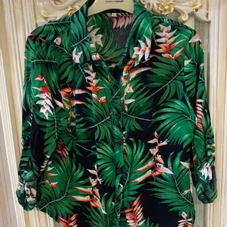 شومیز سبز طرحدار