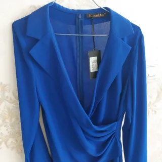 شومیز کرپ حریر آبی