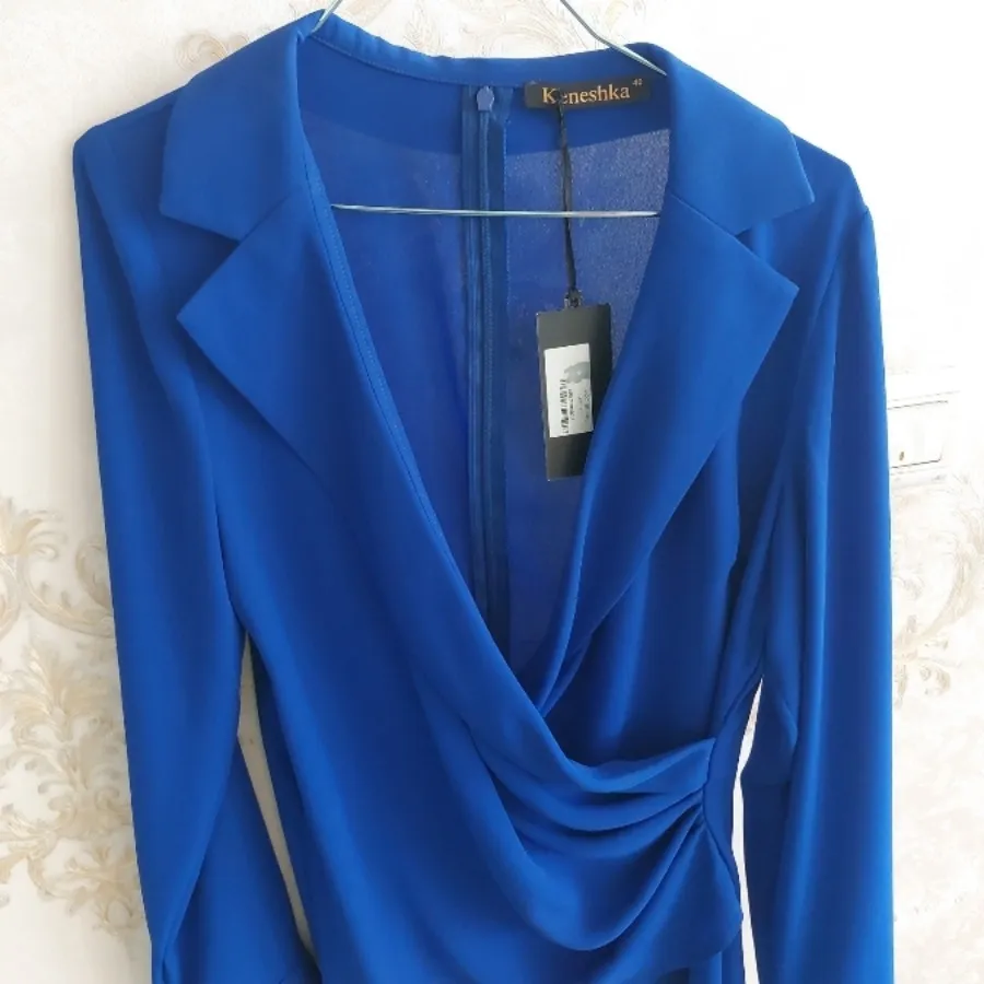 شومیز کرپ حریر آبی