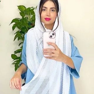 شال نخی پلیسه سفید