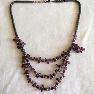 گردنبند آمیتیست 3 ردیفه