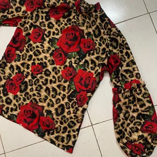 شومیز پلنگی و گلی