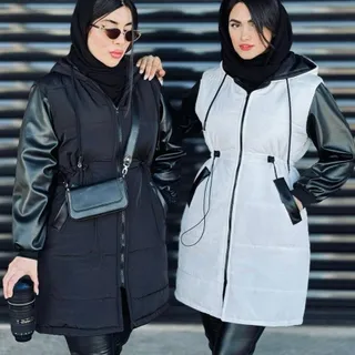 کاپشن آستین چرم