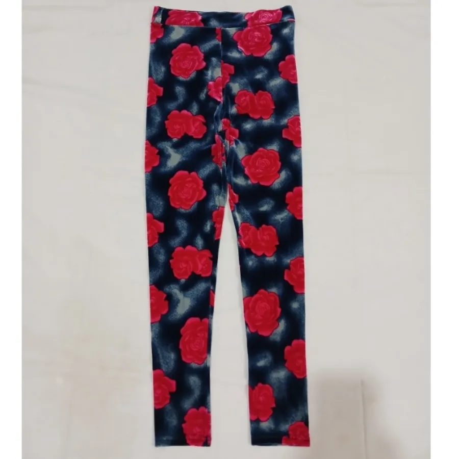 شلوار مخمل طرح گل سرخ