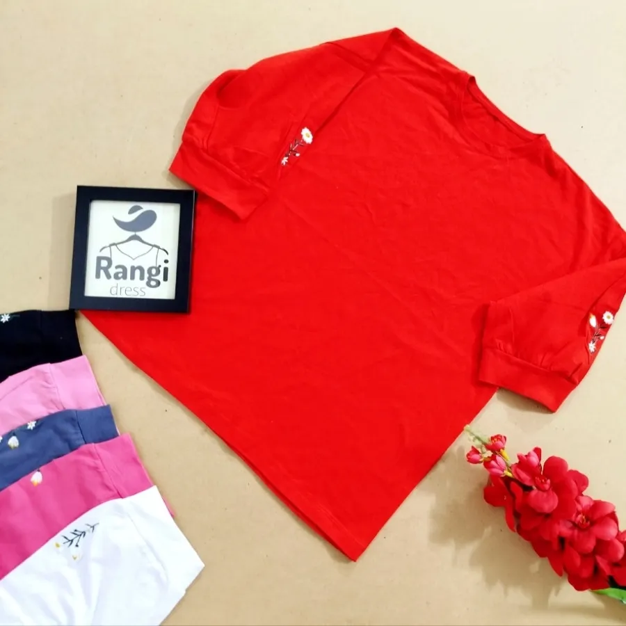 بلوز آستین سه ربع گلدوزی