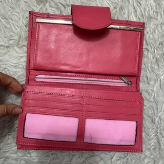 کیف پول چرم صورتی