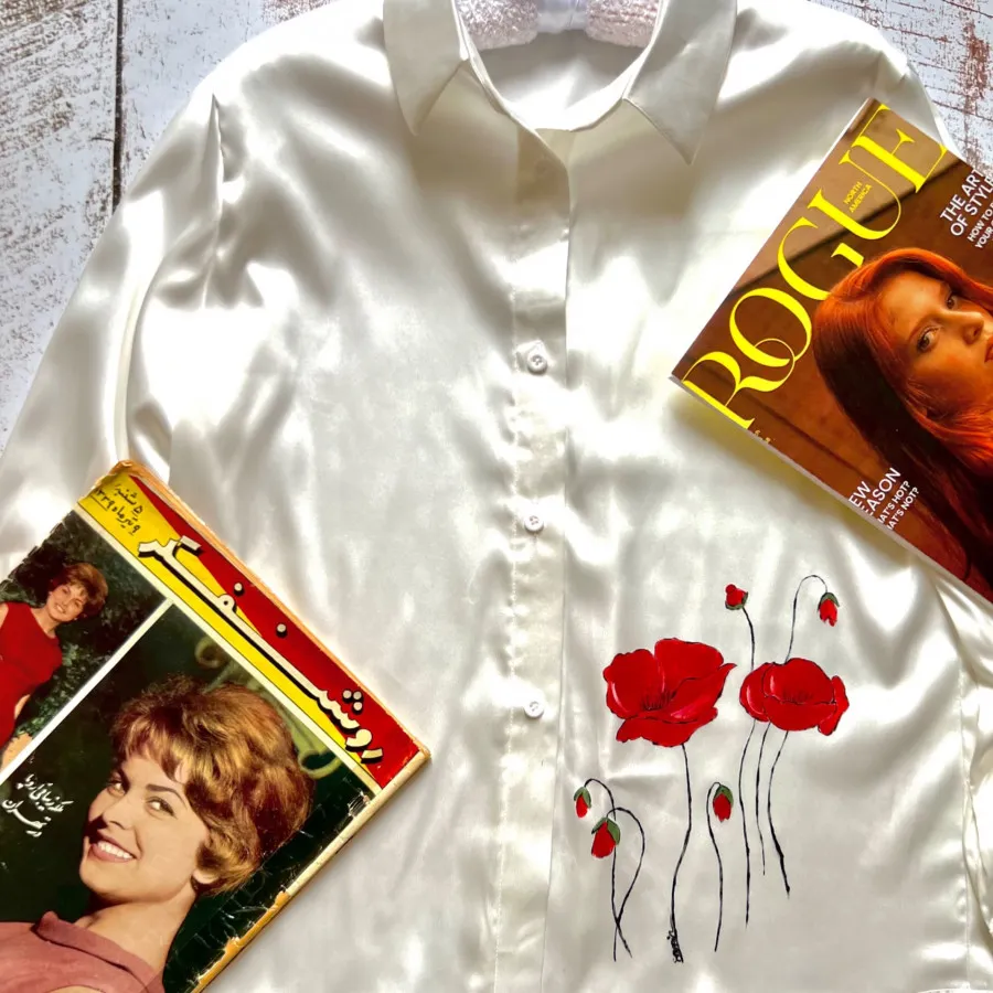 شومیز سفید ساتن