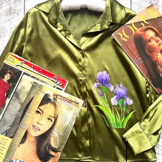 شومیز سبز ساتن