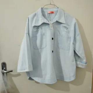 شومیز کتان آبی یخی