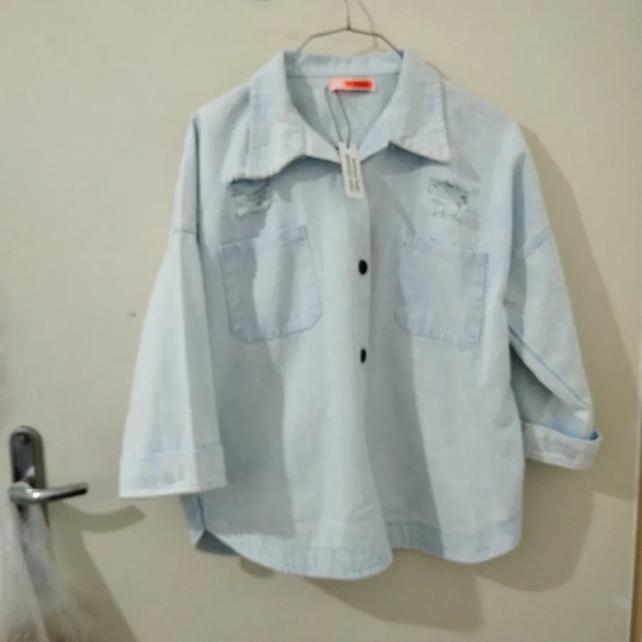 شومیز کتان آبی یخی