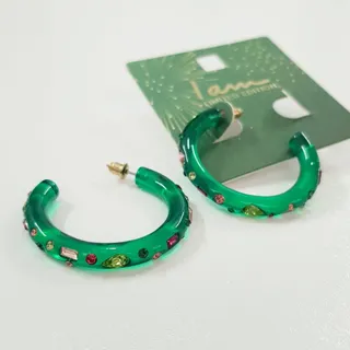 گوشواره حلقه ای نگین رنگی