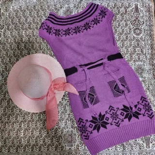 سارافون بافت بنفش جیب دار