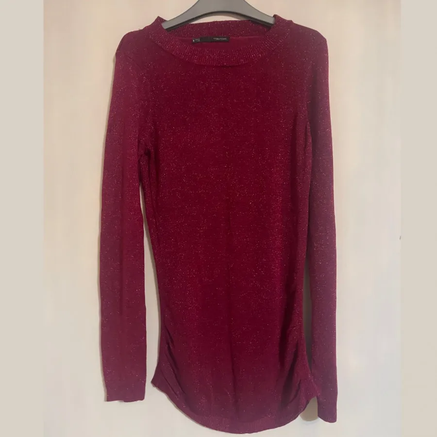 بلوز بافت لمه‌دار زرشکی