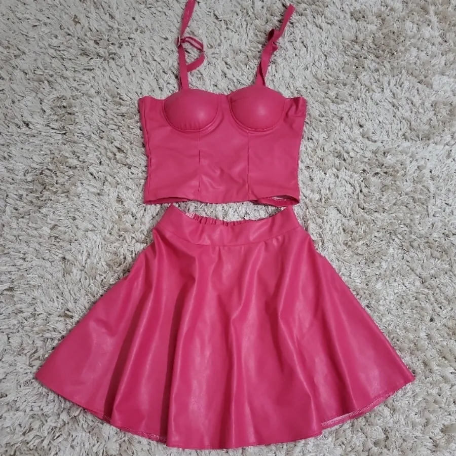 ست چرمی نیم تنه دامن