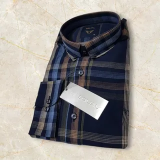 پیراهن پارچه نخی سرمه ای