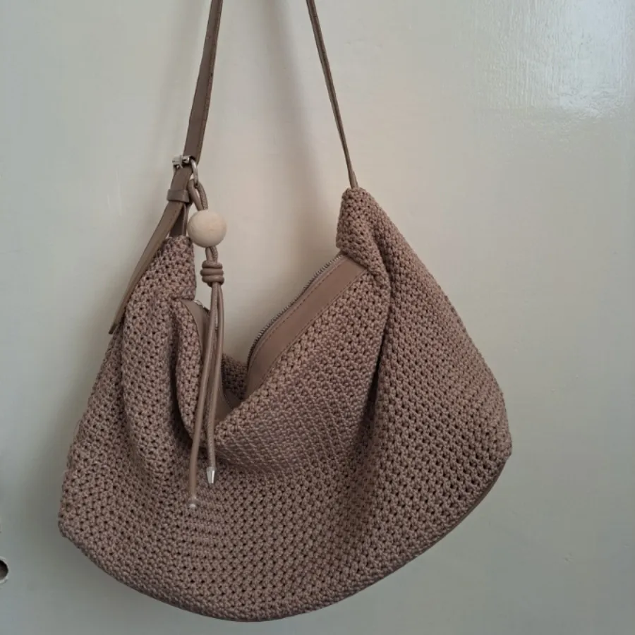 کیف کرمی بافتنی رافیا