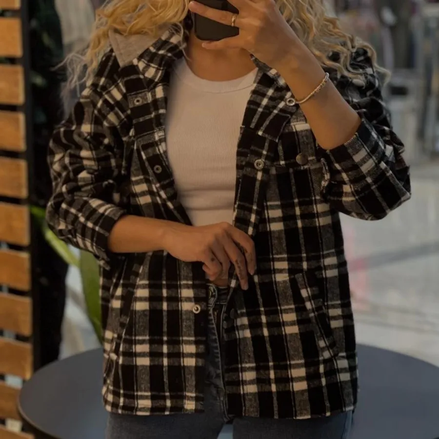 کت پارچه پشمی کلاه دار