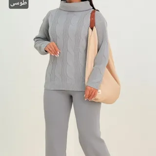 ست بافت یقه شل مارپیچی