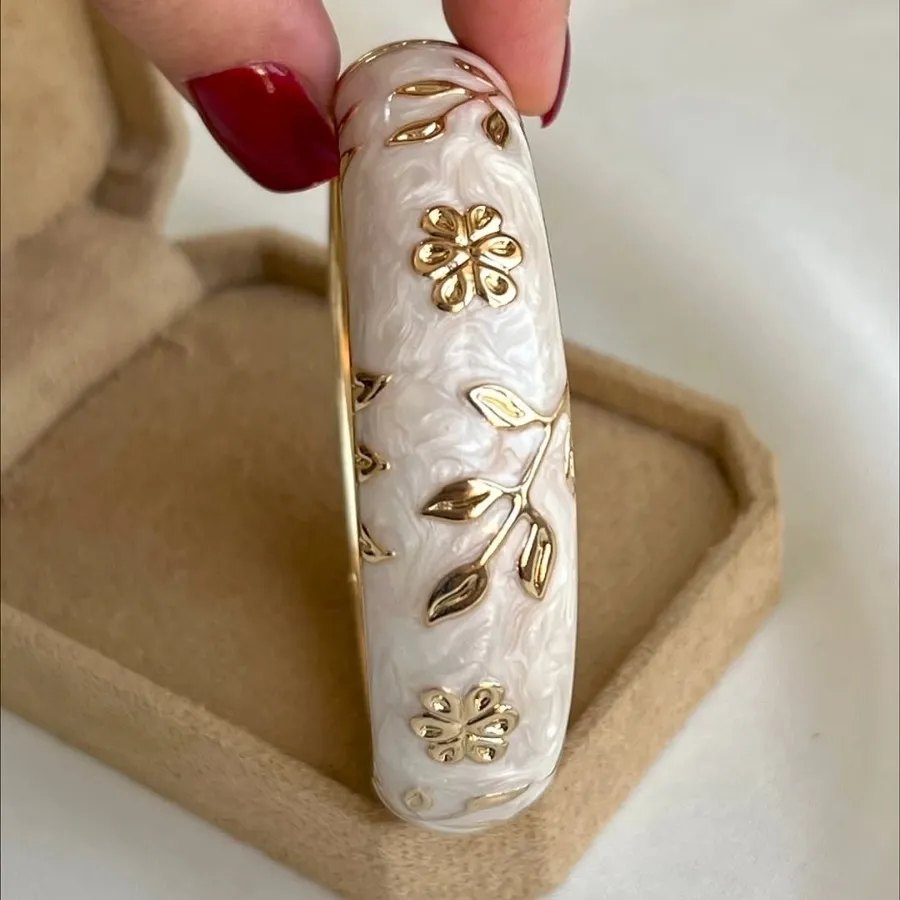 بنگل میناکاری صدفی گلدار