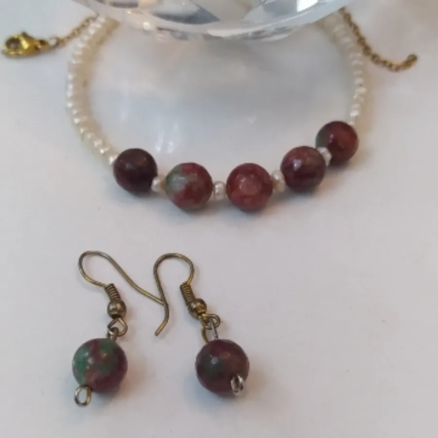 دستبند مروارید و سنگ اصل