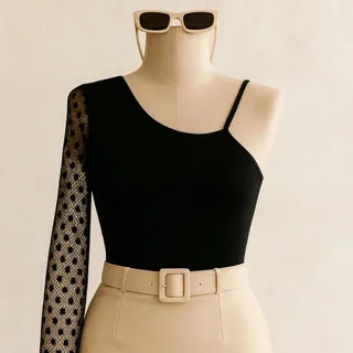 شومیز رومی تک آستین توری