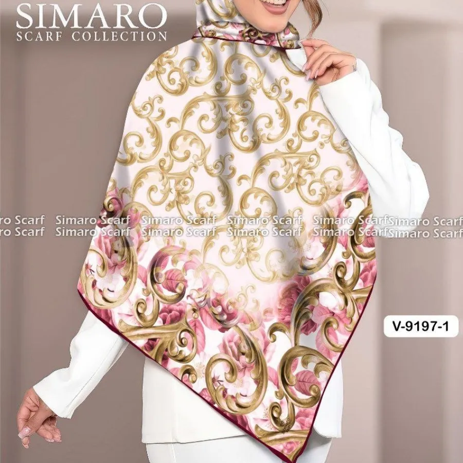 ⚜️روسری مجلسی طلایی صورتی