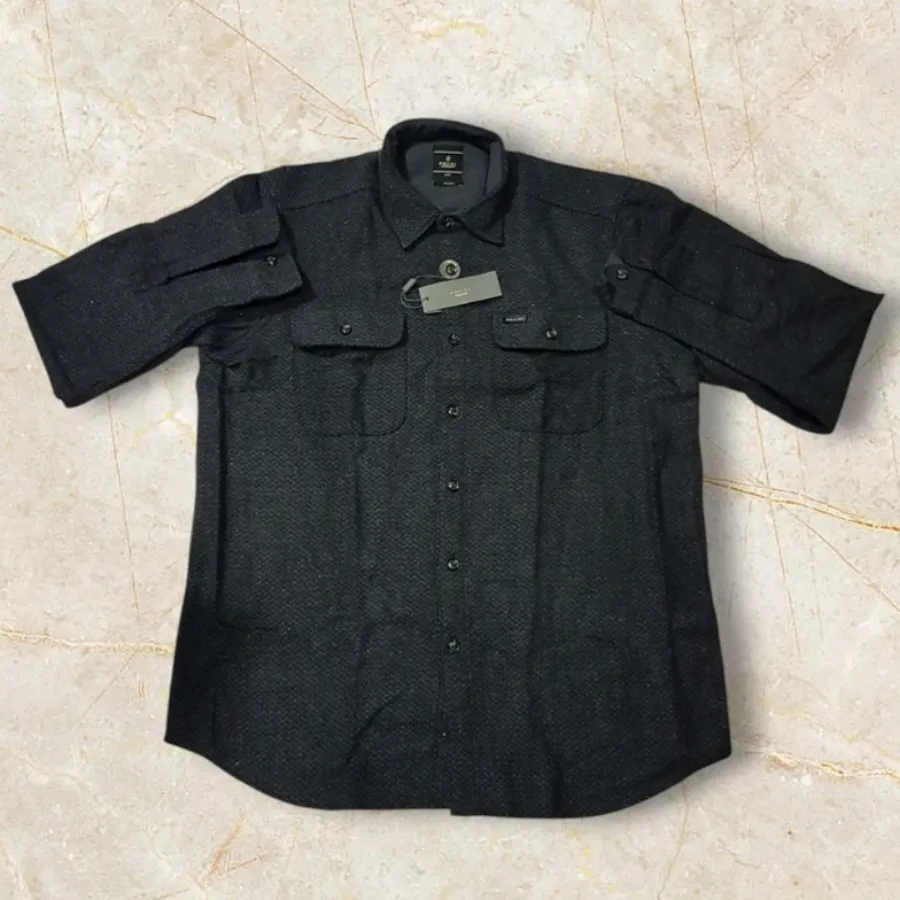 پیراهن پشمی دو جیب زغالی