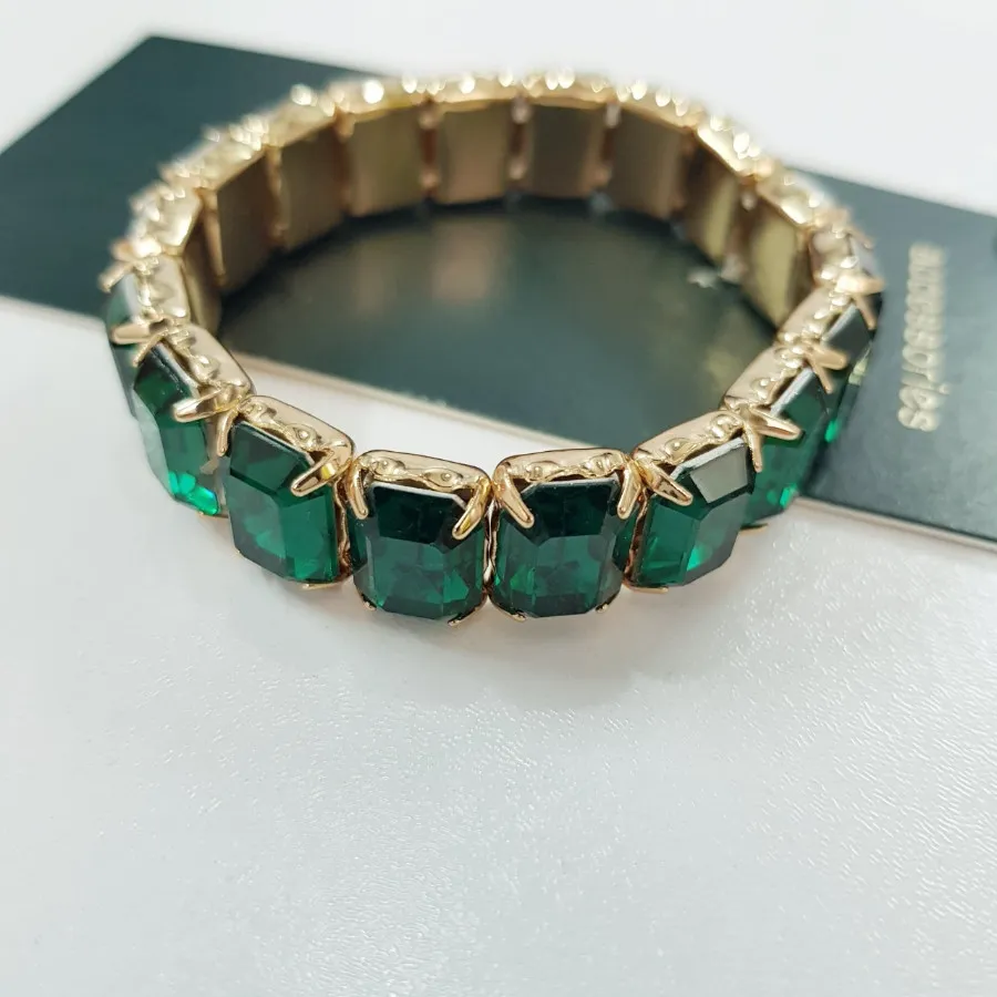دستبند طلایی کریستال سبز