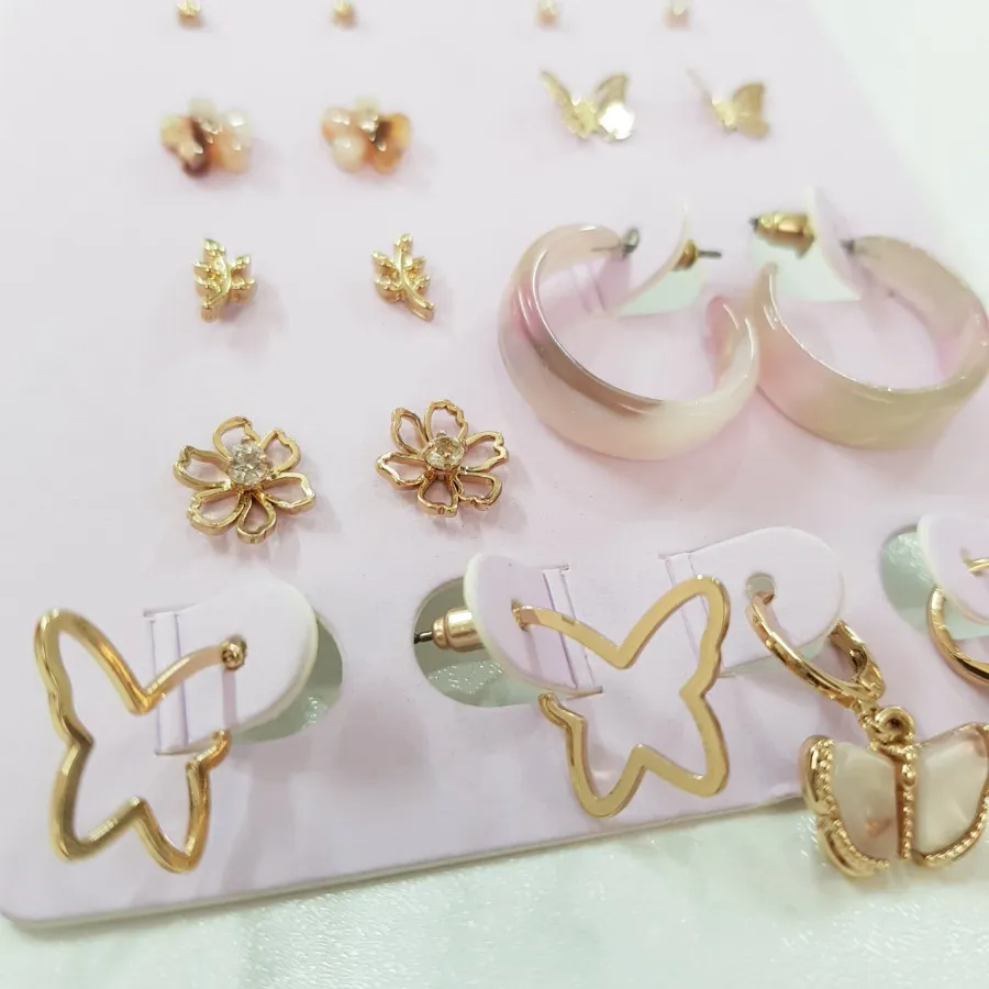 پک 9 جفتی گوشواره طلایی