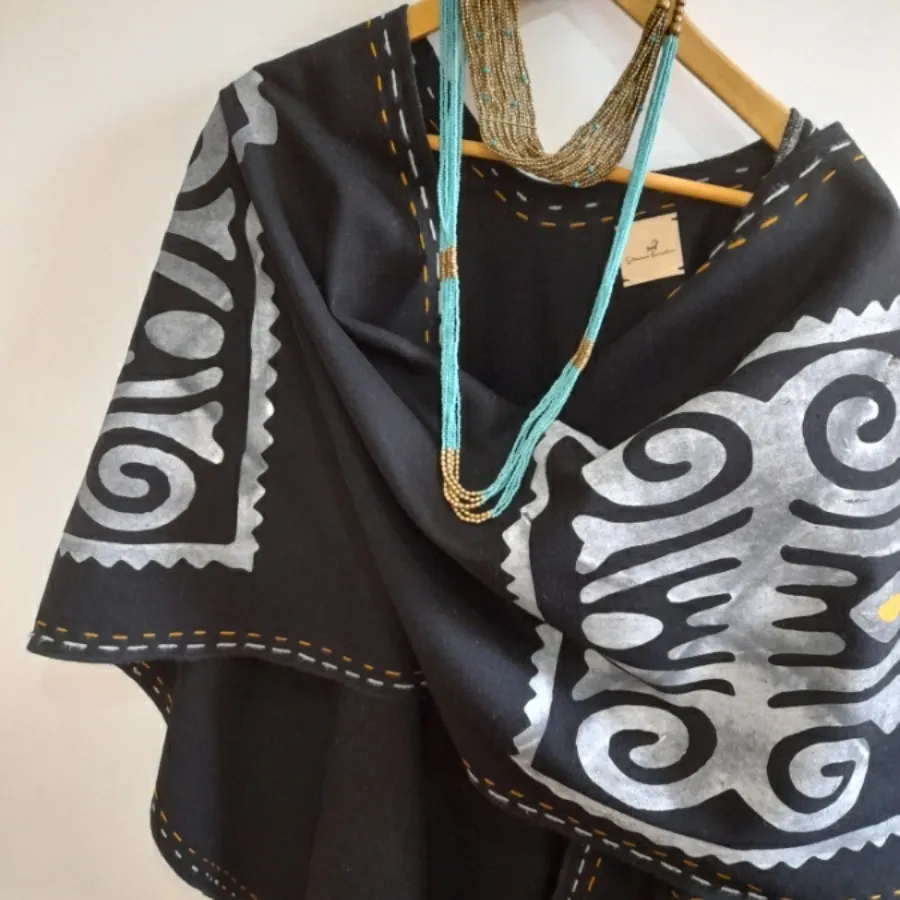 پانچو پشمی دستدوز مزونی