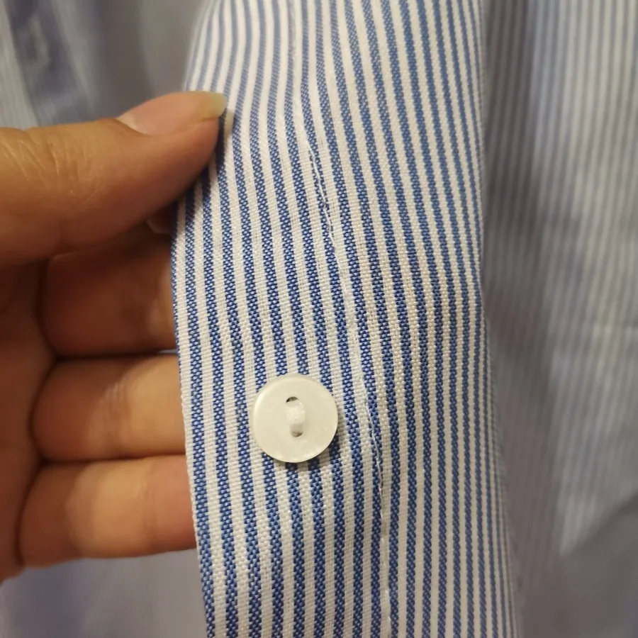 شومیز آبی راه راه بدون جی