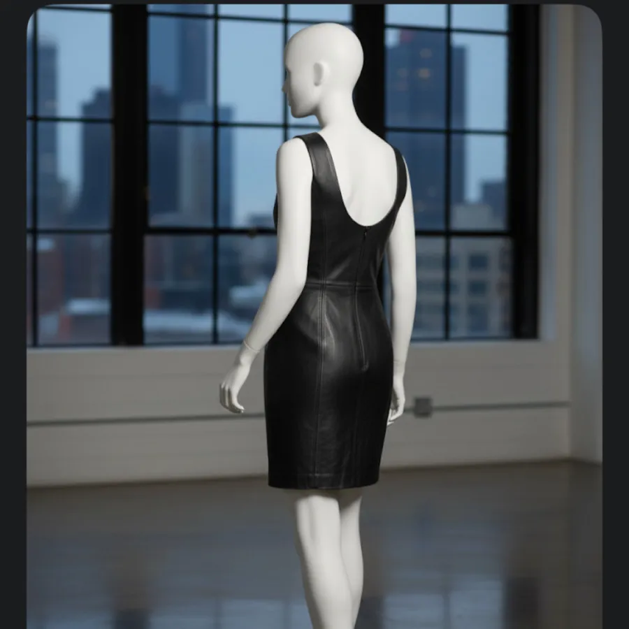 پیراهن منگو مشکی چرم