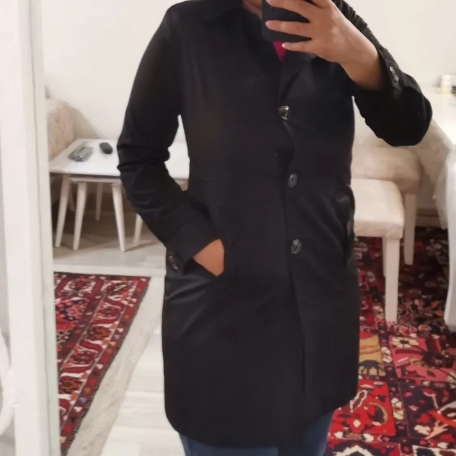 بارانی مشکی جیب پاپیونه