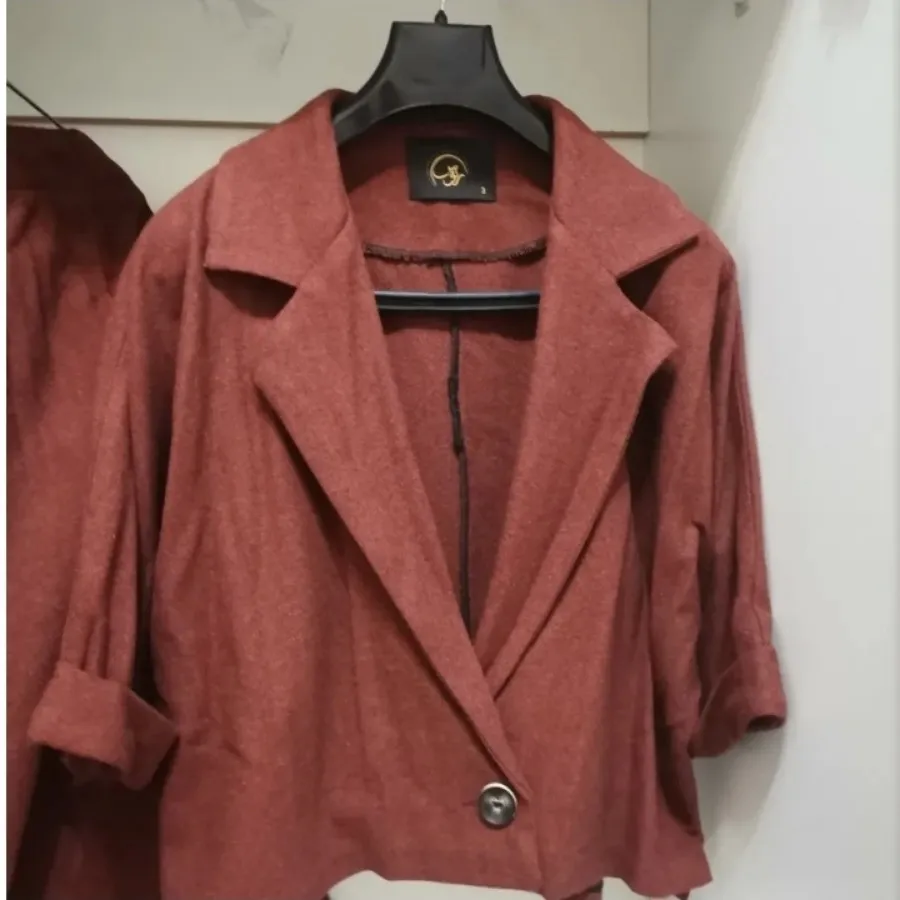 ست دوتکه فوتر کت دامن قهو