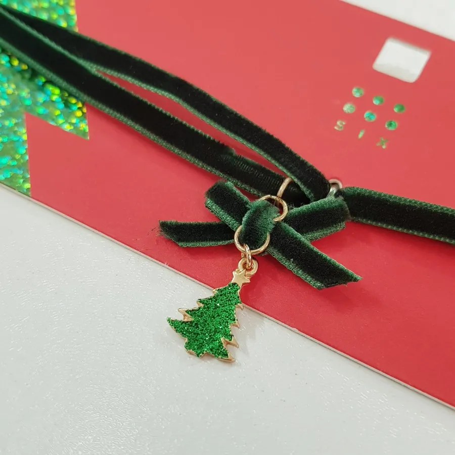 گلوبند مخملی سبز کریسمسی