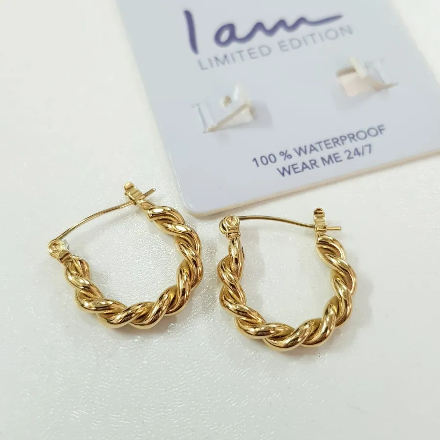 گوشواره قفلی استیل طلایی