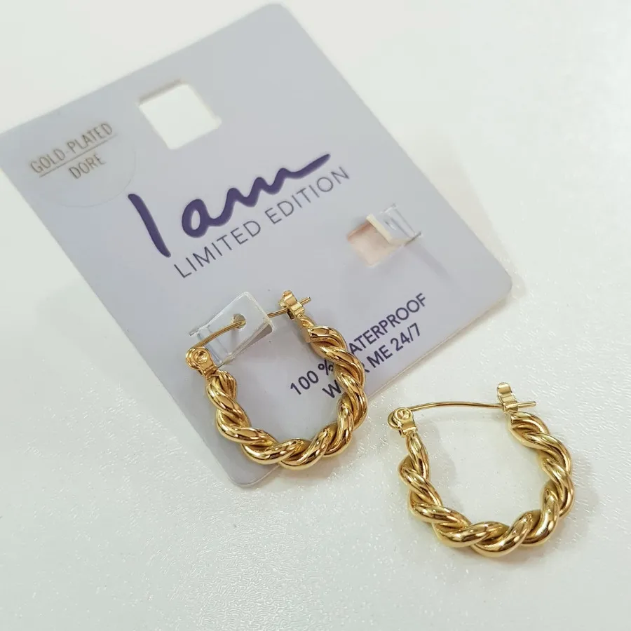 گوشواره قفلی استیل طلایی