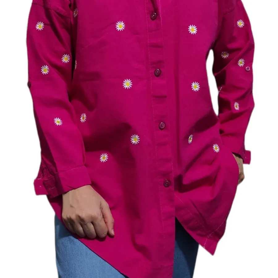 شومیز  سرخابی گلدوزی