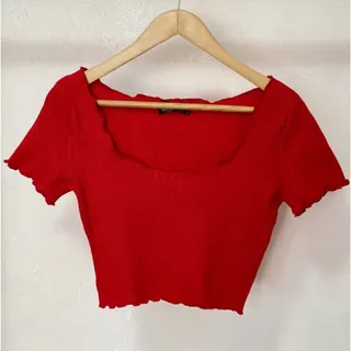 کراپ بافتنی قرمز شیک