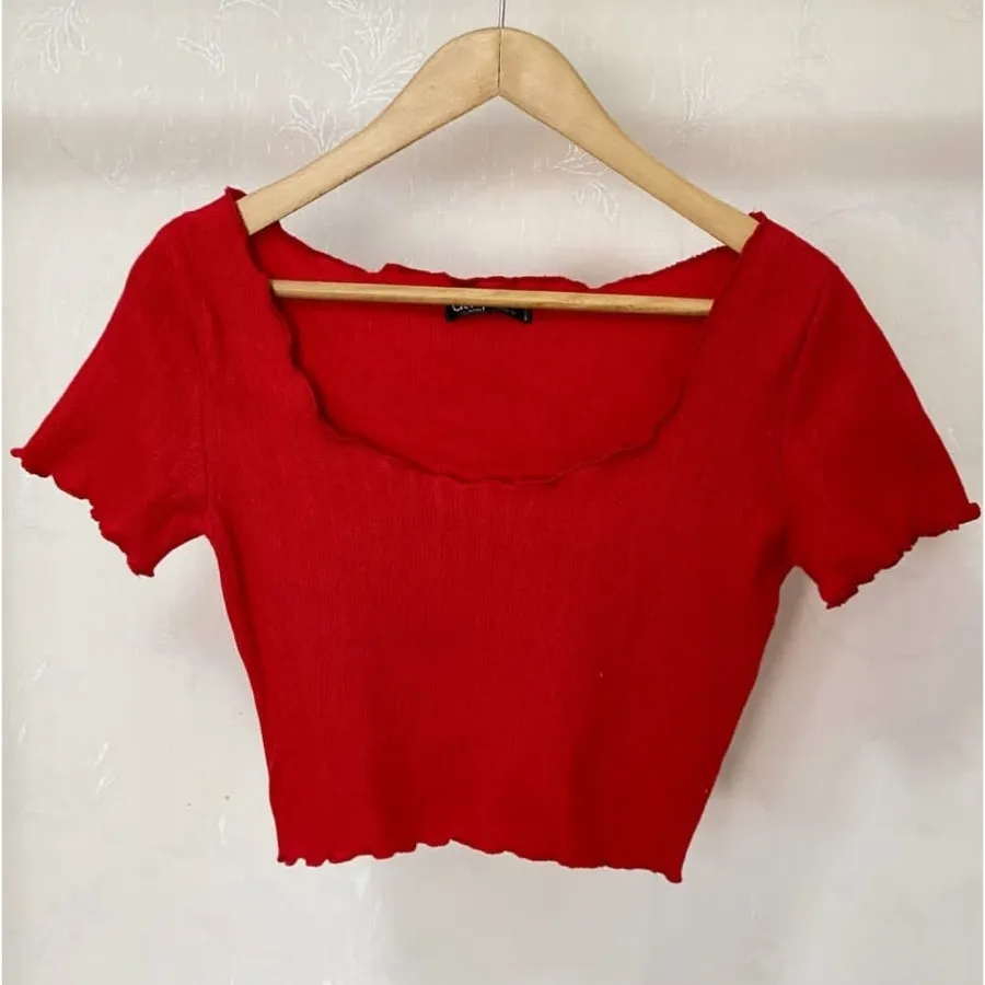 کراپ بافتنی قرمز شیک