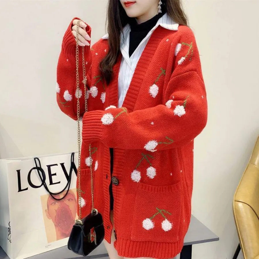 ژاکت بافت جلو دکمه گرم