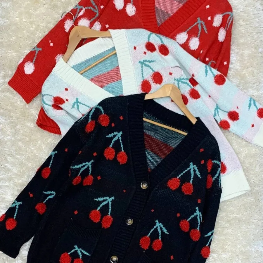 ژاکت بافت جلو دکمه گرم