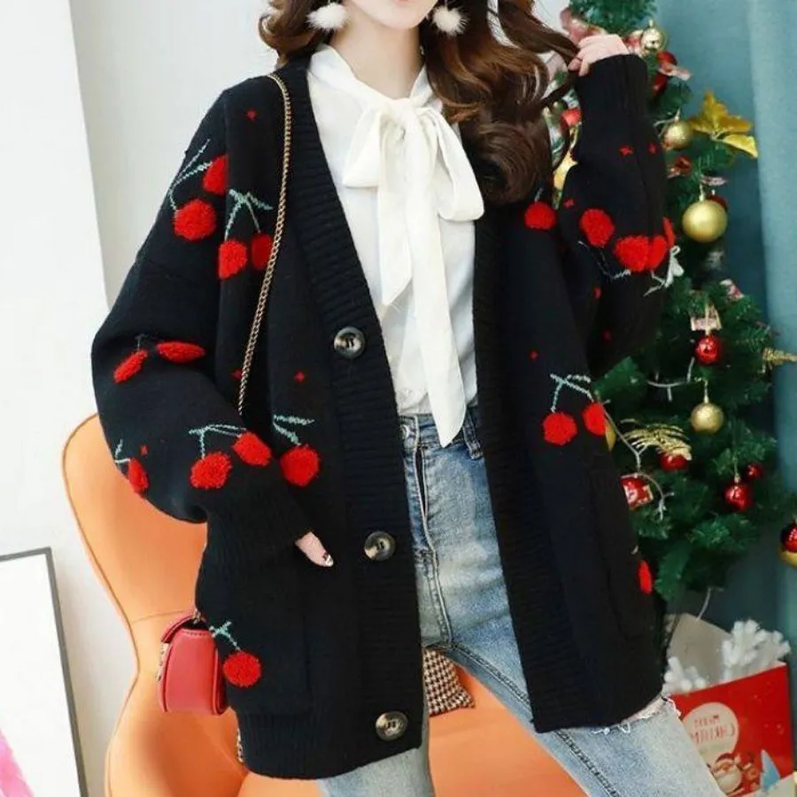 ژاکت بافت جلو دکمه گرم