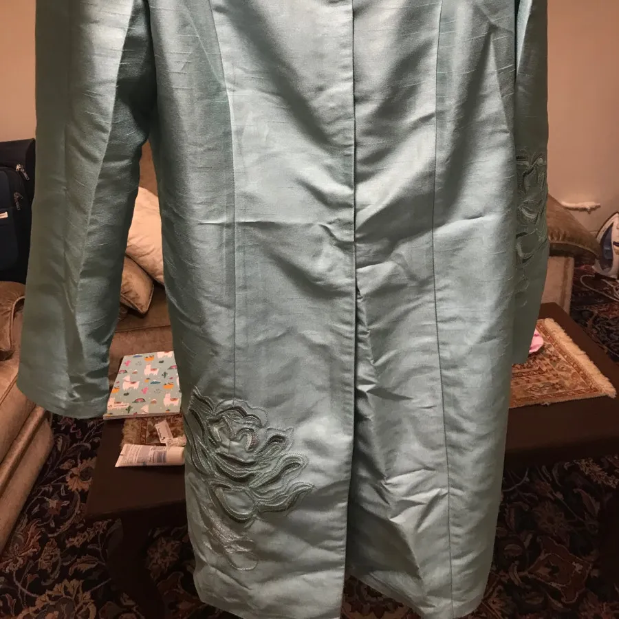 مانتو ابریشمی آبی درباری